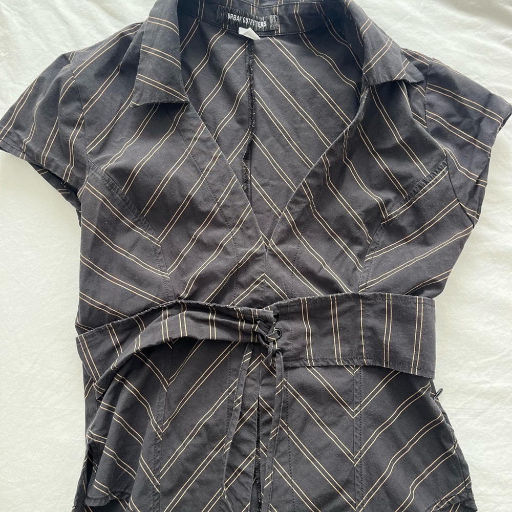 Urban Outfitters Black Chevron Striped Blouse